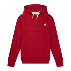 Red Half Zip Hooded Sweatshirt